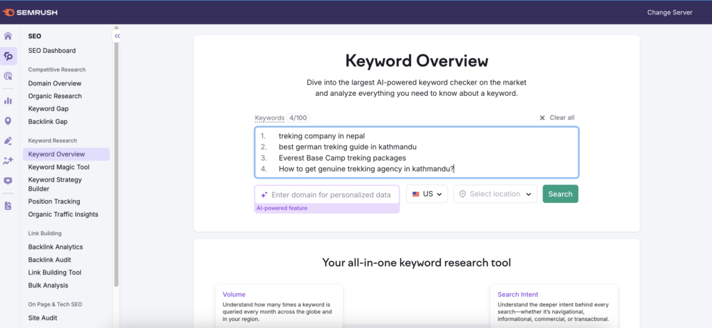 keyword research in onpages seo