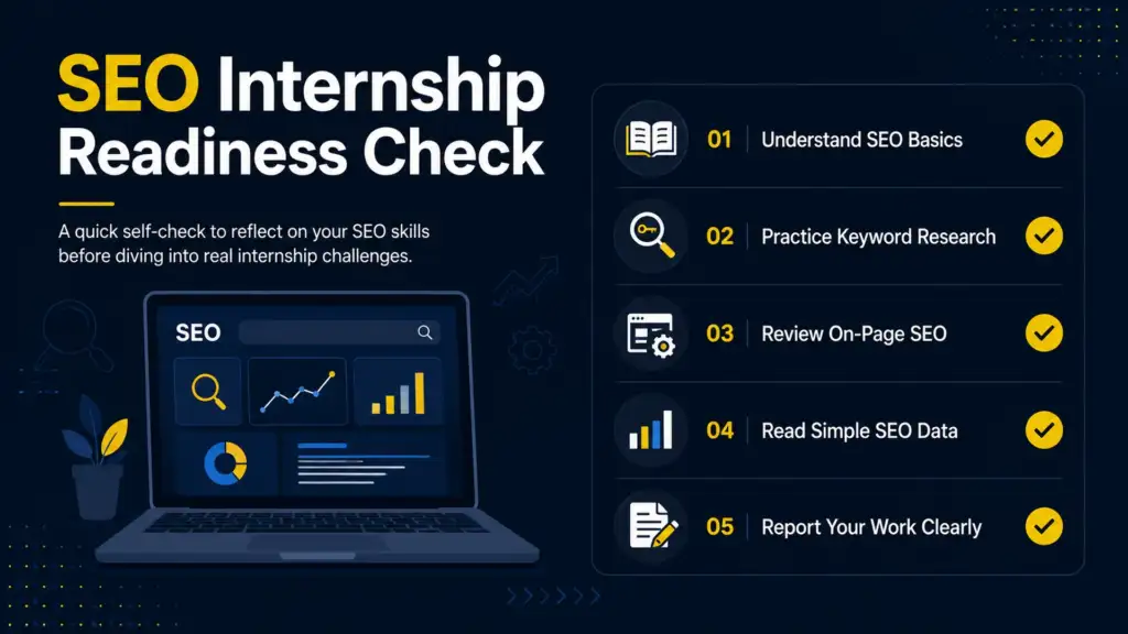 SEO internship in Nepal readiness check showing basic SEO skills beginners should review before applying