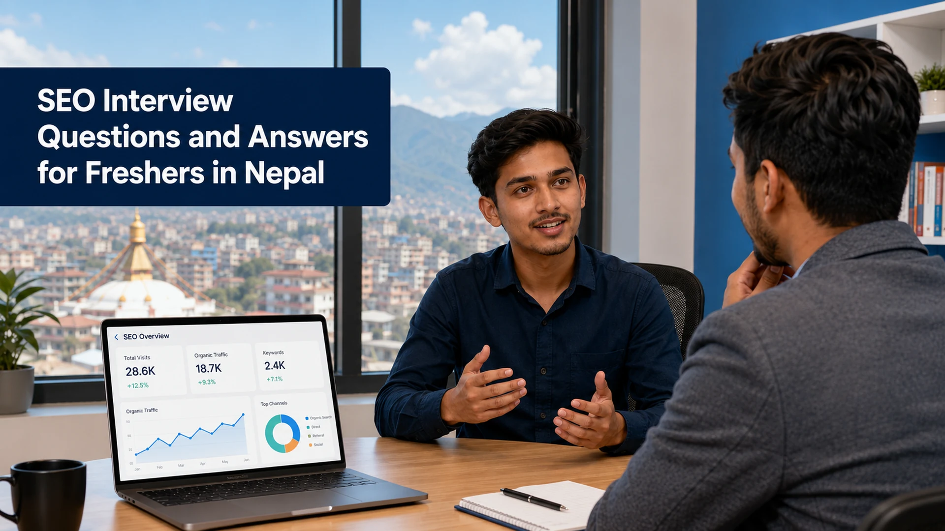 Nepali fresher preparing for SEO interview questions for freshers at a Kathmandu digital marketing agency